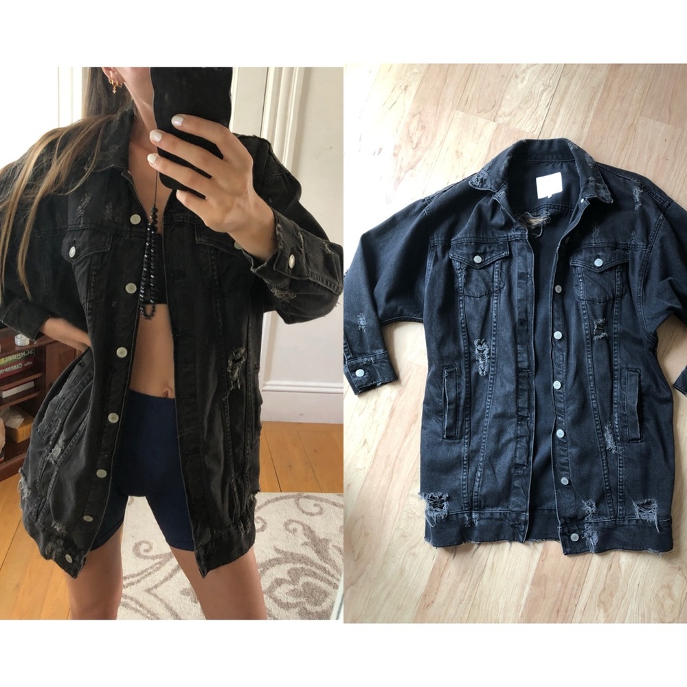 ZARA Denim Jacket Coat Black S